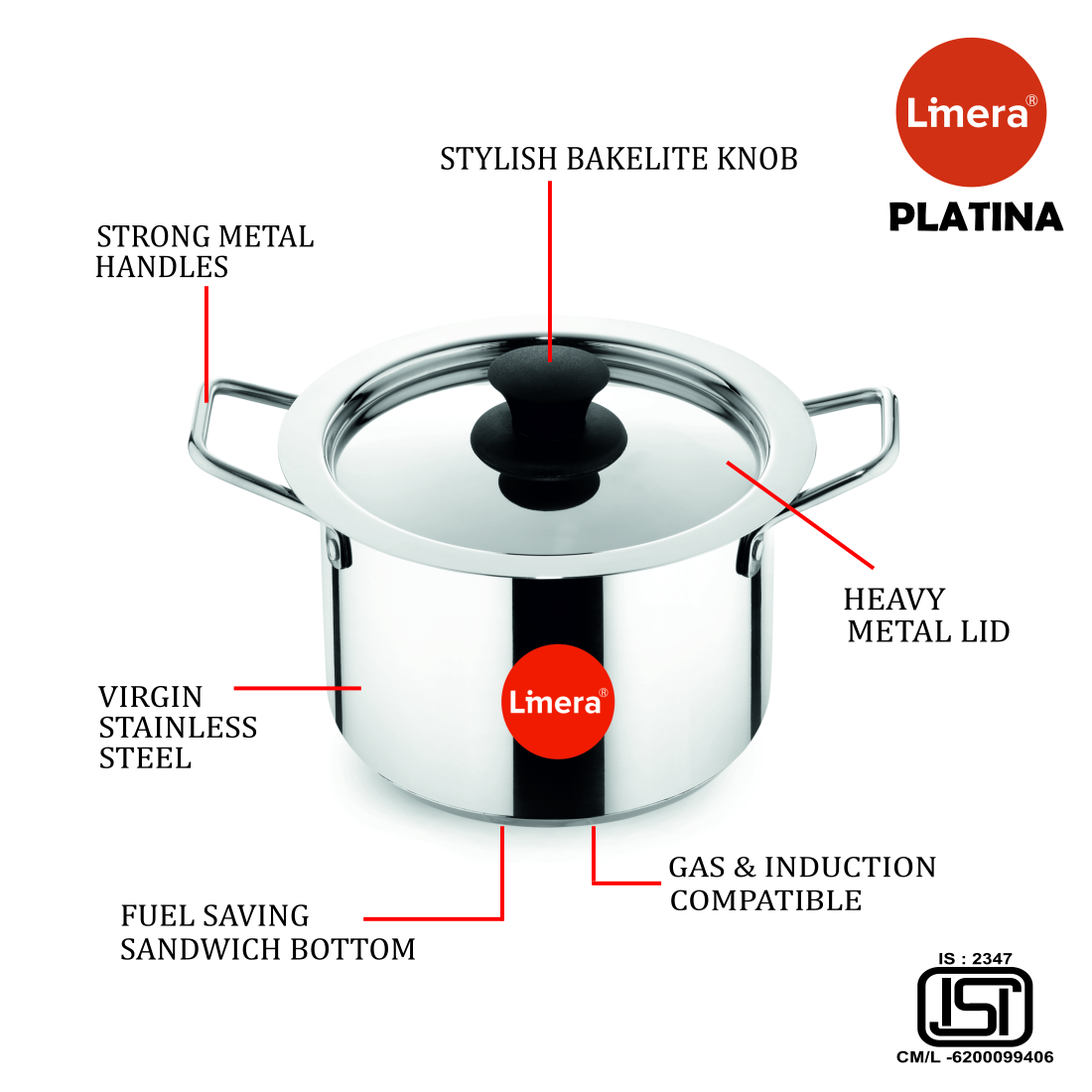 Limera Platina 2.5 Litres Gas and Induction Compatible Multipurpose Stainless Steel Multipot